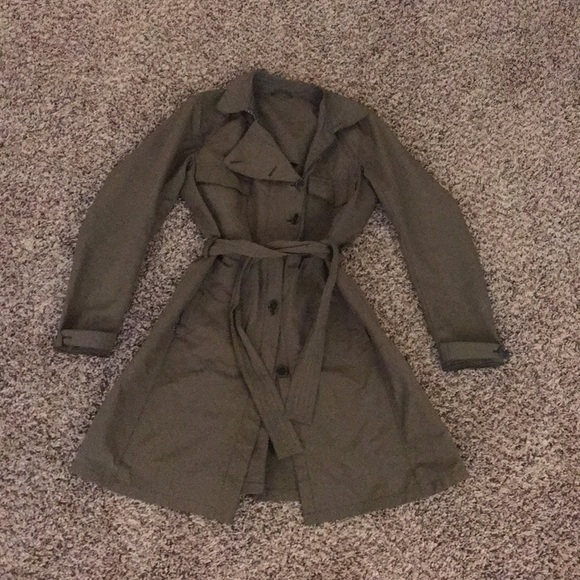 Coats | Prada Olive Green Trench Coat 